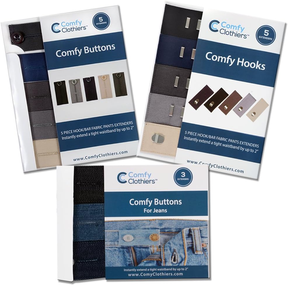 Comfy Clothiers Trouser Extender Bundle - 13 Extenders (3 Types) for Button and Hook Trousers Skirts or Jeans - Image 3