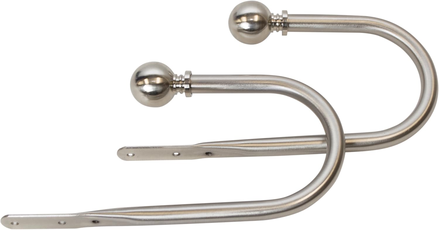 MERIVILLE Set of 2 Decorative Satin Nickel Ball End Window Curtain Holdbacks for Draperies: Home & Kitchen