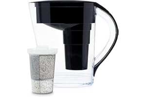 Santevia MINA Alkaline Pitcher | 9-Cup at Water Filter System That Adds Minerals and Makes Alkaline Water | Fluoride, Chlorine and Lead Water Filter | American Filtration Media