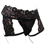 SINMIUANIME Men's lace Anime Panties Three Point Underwear Sheer Mesh Bikini Briefs T-back G-string Panty Sexy