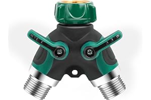 Diivoo Hose Splitter 2 Way, Heavy Duty Metal Y Spigot Splitter, High Flow Hose Connector, Easy Grip Faucet Splitter, Solid Hose Bib Splitter for Outdoor Gardening Hoses, 3/4" Standard