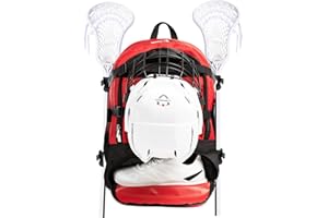 MARITTON Lacrosse Bag Backpack Holds Lacrosse & Field Hockey Equipment - Two Stick Holders, Separate Cleats Shoe Compartment