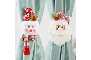 Christmas Snowman Curtain Tiebacks Decoration, Christmas Curtain Buckle Curtains Fastener for Xmas Decor, Plush White and Red