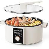 5L Hot Pot Electric, 1300W Non-Stick Electric Pot for Cooking, Dual Power | Versatile Electric Hot Pot Cooker, Non-detachable Shabu Shabu Pot for Steamer, Soup, Stew, Oatmeal, Pasta, Family Parties