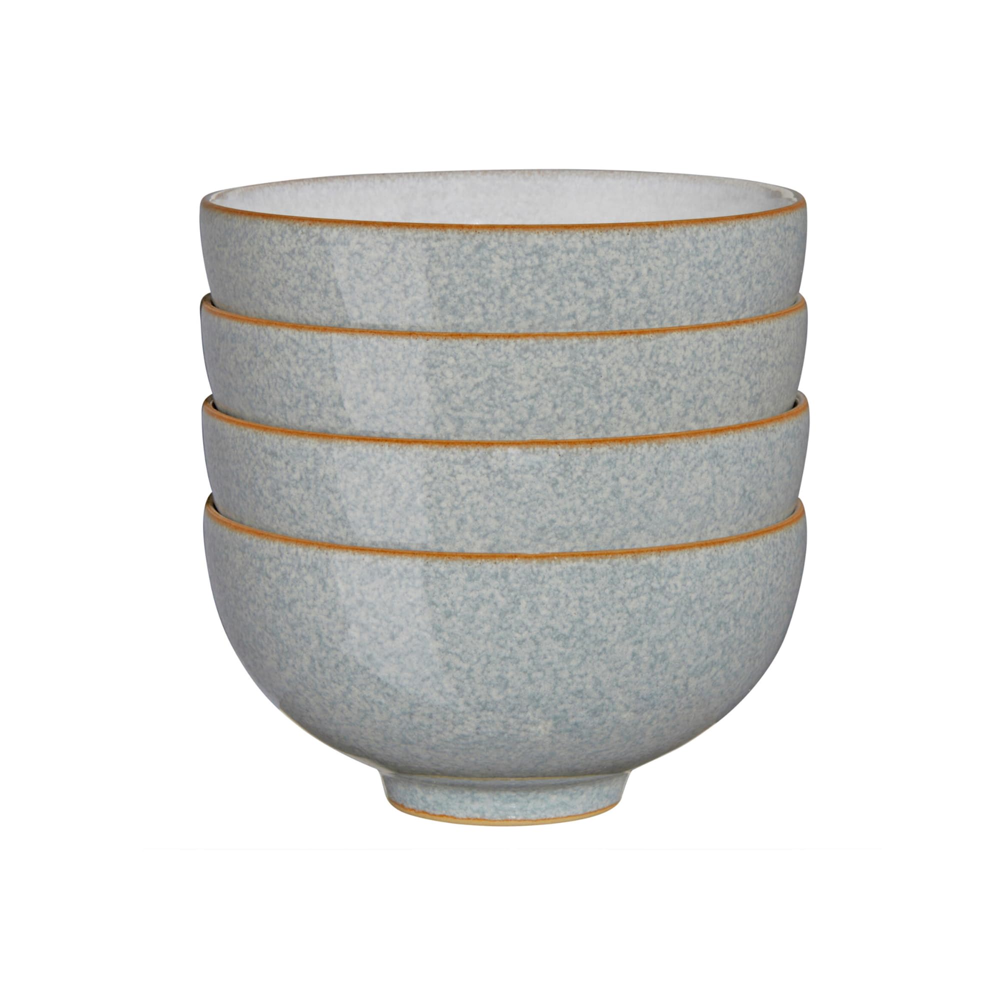 Denby - Elements Light Grey Rice Bowls Set of 4 - Dishwasher Microwave Safe Crockery 480ml 13cm - Pale Grey, White Ceramic Stoneware Tableware - Chip & Crack Resistant Soup Bowls