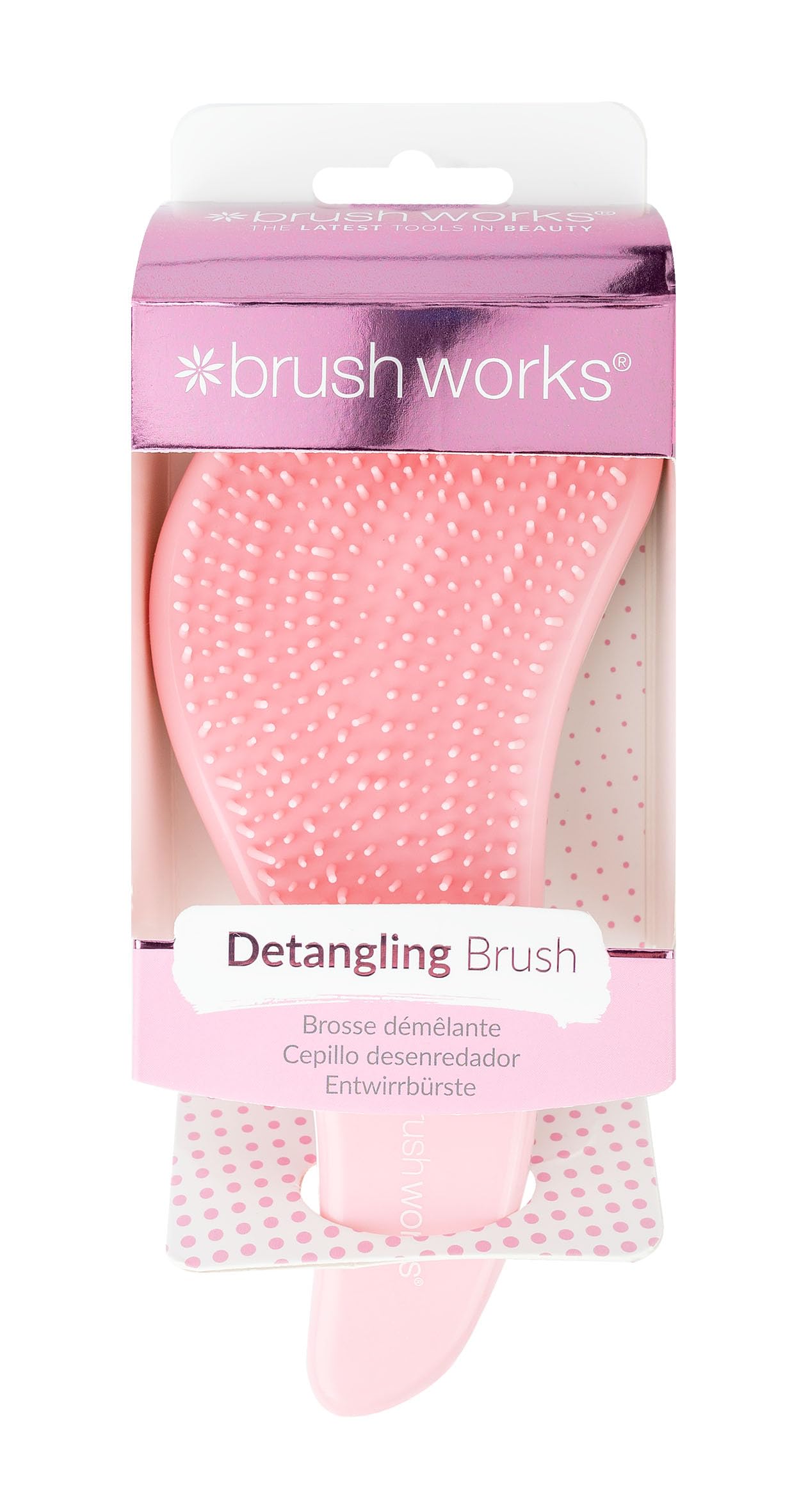 Brushworks HD Detangling Hair Brush , White/Pink