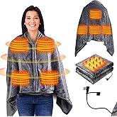 USB-Powered Heated Blanket Shawl - 59"x33" Wearable Electric Throw with 3 Heat Settings | Fast Heating for Shoulders, Back & Legs | Ultra-Soft Flannel | Perfect for Office, Gaming & Home Use (Gray)