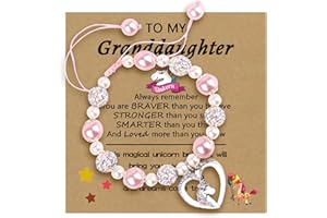 YOUDRN stocking stuffers teens for Girls Granddaughter Bracelet from Grandma, Adjustable Pink & White Pearl Bracelet, Back to School, Birthday, Christmas Gifts for Kids Girls