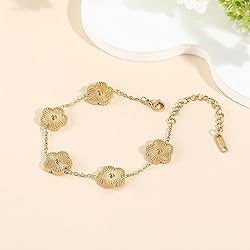 TICVSS Four Leaf Clover Bracelet for Women 18K Gold