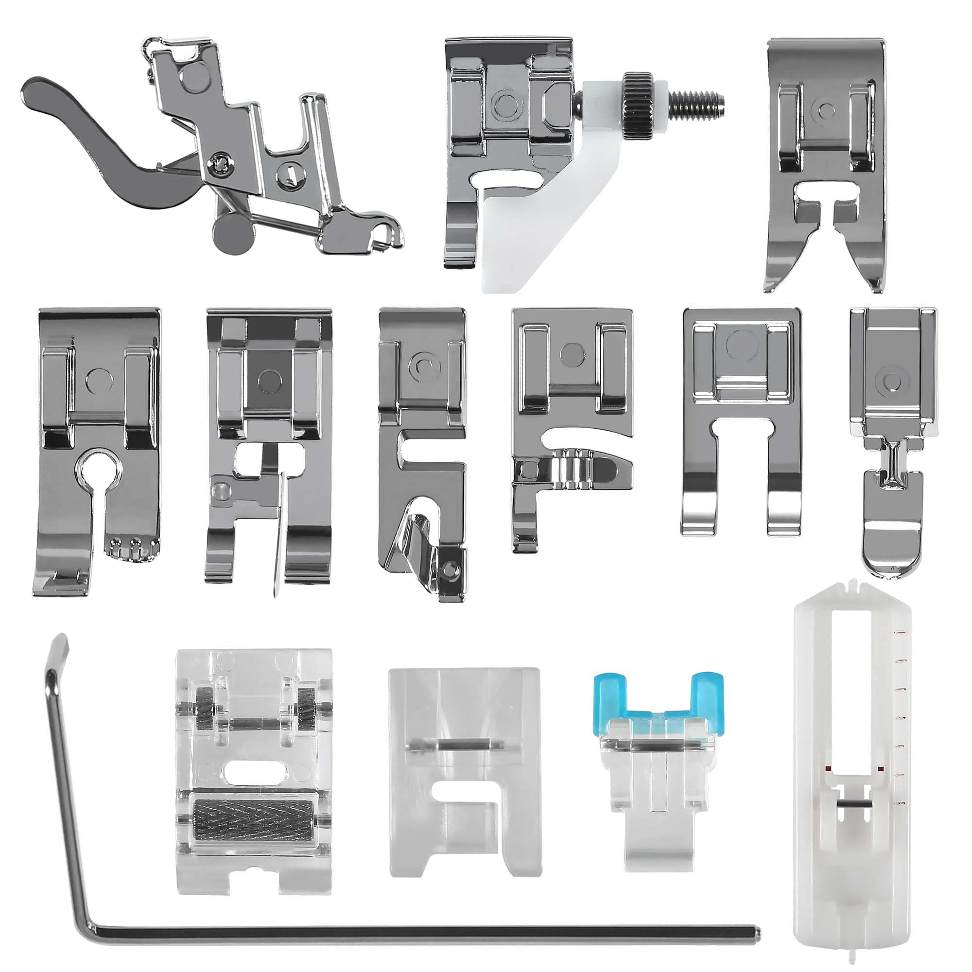 14pcs Presser Feet Set Low Shank Adapter Universal Presser Foot Holder for Brother Singer Janome Babylock Kenmore Sewing Machine Use