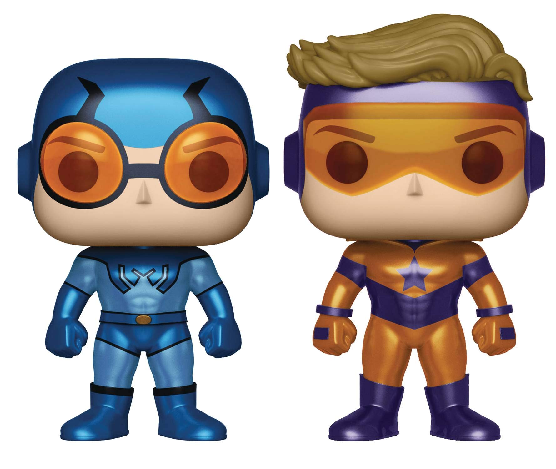 ¡Funko Pop! Heroes: DC Heroes Booster Gold & Blue Beetle (versiones metálicas) Figura de vinilo, paquete de 2