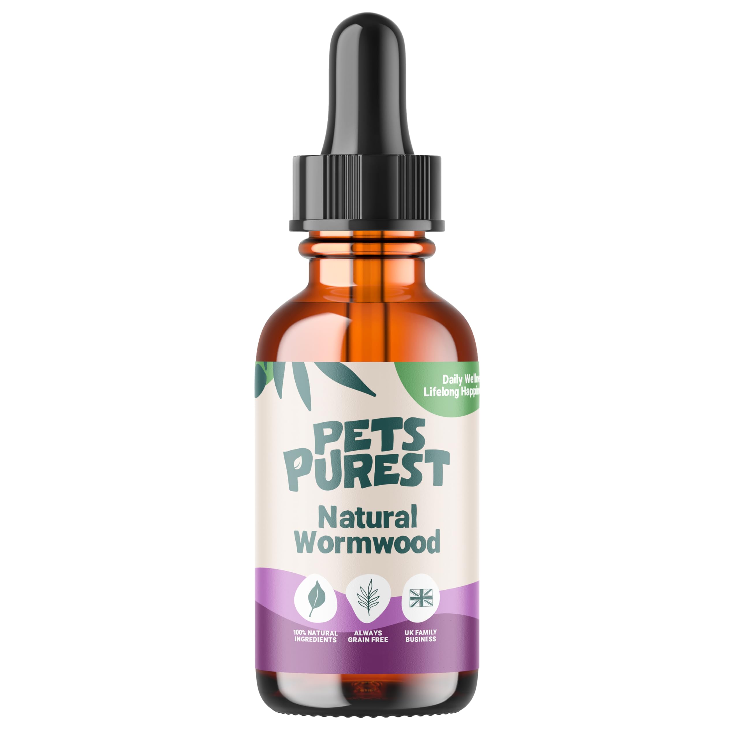 Pets Purest Natural Wormwood Formula - 100% Natural Alternative to Nasty Chemical Products - Benefits Intestinal Hygiene - For Dogs, Cats, Poultry, Birds, Ferrets, Rabbits & Pets