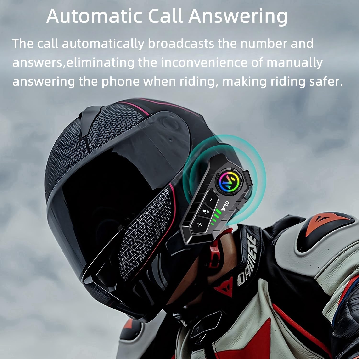 Motorcycle Helmet Bluetooth Headset Speakers with HiFi Sound,Noise Cancellation,1000mAh Battery,25 Hours Use,Boom Mircrophone,Easy to Install Use with Golves,IPX6 Waterproof,Voice Assistant