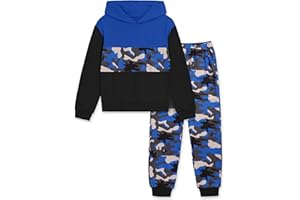 Perdeca Boys Clothes 2 Piece Colorblock Hoodie Sweatshirts Top Camouflage Sweatpants Fall Winter Boy Outfits Size 6-14Y