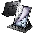 JETech Rotating Case for iPad Air 13-Inch M3/M2 (2025/2024) with Pencil Holder, 360 Degree Rotation Protective Stand Cover Clear Back, Auto Wake/Sleep (Black)