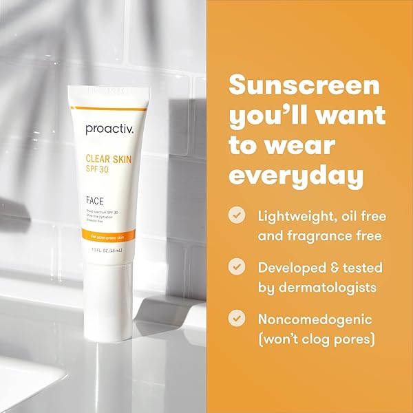 PROACTIV CLEAR SKIN FACE SUNSCREEN MOISTURIZER WITH SPF 30 – HYDRATING SPF LOTION AND SENSITIVE SKIN SUNSCREEN FOR OILY SKIN AND ACNE-PRONE SKIN, OIL FREE MATTE SKINCARE SUNSCREEN, 1.5OZ