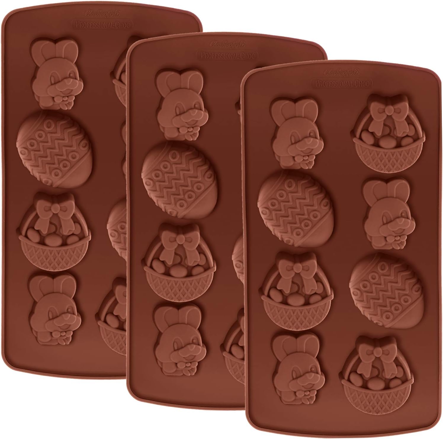 Hestya 3 Pieces Easter Silicone Mold Bunny Egg Shape Molds Chocolate Cookie Mold for Easter Party Supplies