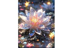 XACKCME Lotus Diamond Painting Kits for Adults-Diamond Art Kits Flowers for Adults,Round 5D Crystal Flower Gem Art Kits for Adult DIY Crafts Kits Gift Home Wall Decor Gifts(16x12inch)