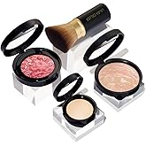 LAURA GELLER NEW YORK Daily Routine Kit (4 PC): Balance-N-Brighten Foundation, Porcelain, Retractable Kabuki Brush, Blush-N-Brighten, Tropic Hues, Original Baked Highlighter French Vanilla