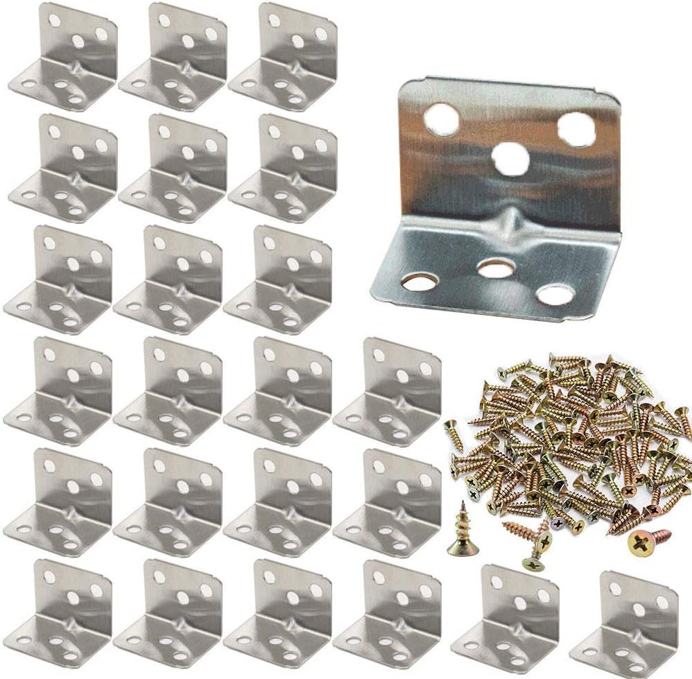 24 Pieces Brackets Fastener, 90 Degree Right Angle Corner, Iron Corner Bracket, L Shape Corner Brace