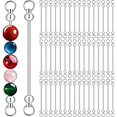 50pcs Beadable Keychains DIY Set, Metal Sliver Blank Keychains Bars Charmful Beaded Keychain Pendant Making Kit, Keychain Making Supplies for DIY Gift Craft Accessories