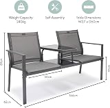 VonHaus Paris Love Seat Grey 2 Seater Textilene Patio Set Garden view 3