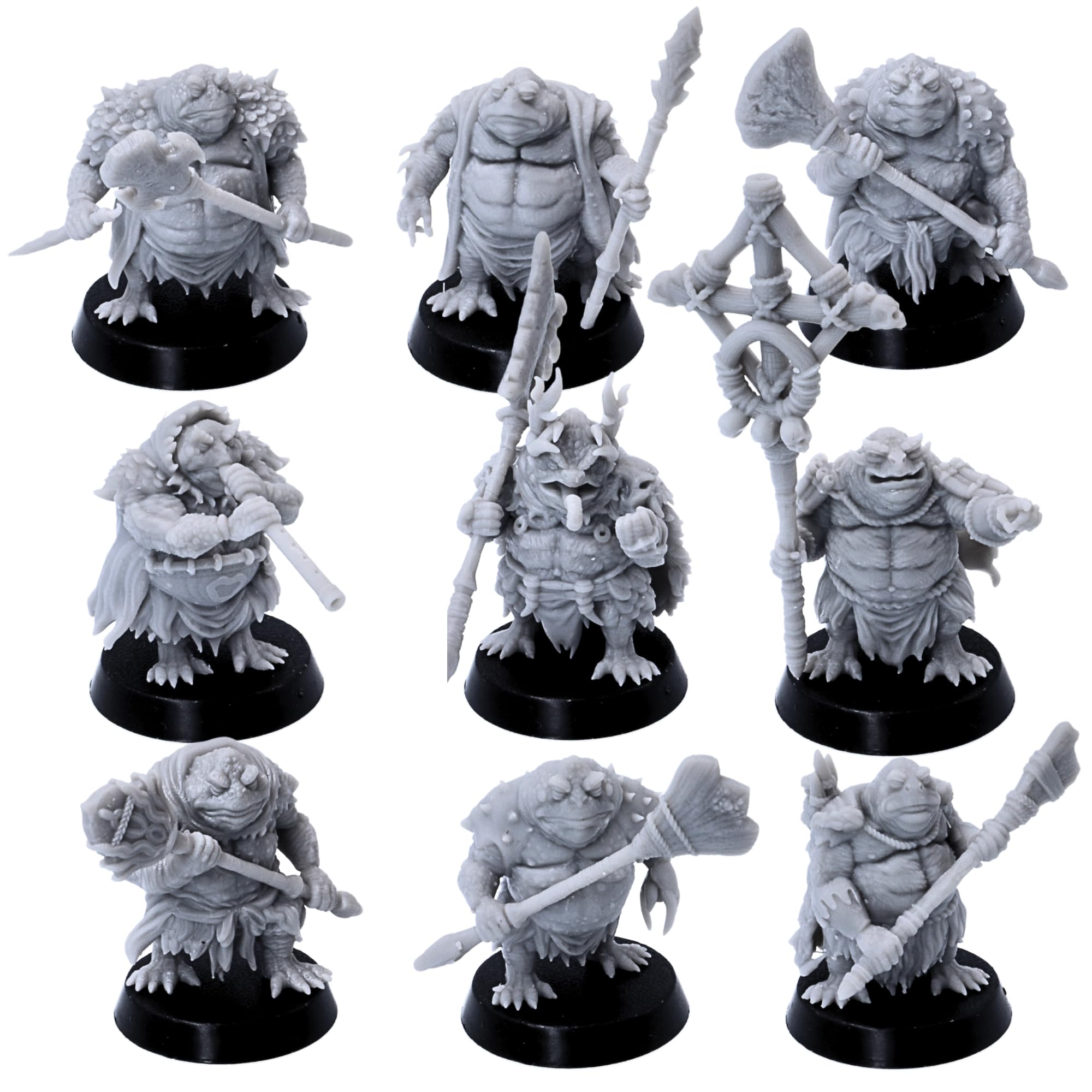 Forged Terrain 32mm Swamp Toad Warriors & Frogmen Highlands Miniatures - Fantasy RPG Monster Set for Dungeons & Dragons, Tabletop Role-Playing Games, Good for Gifts to Any Occasions