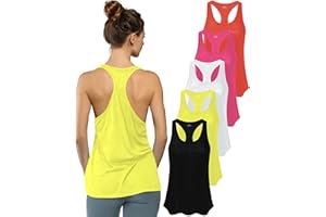SEXY BASICS Women's 5 Pack Everyday Flowy Burnout Racer Back Active Workout Tank Tops
