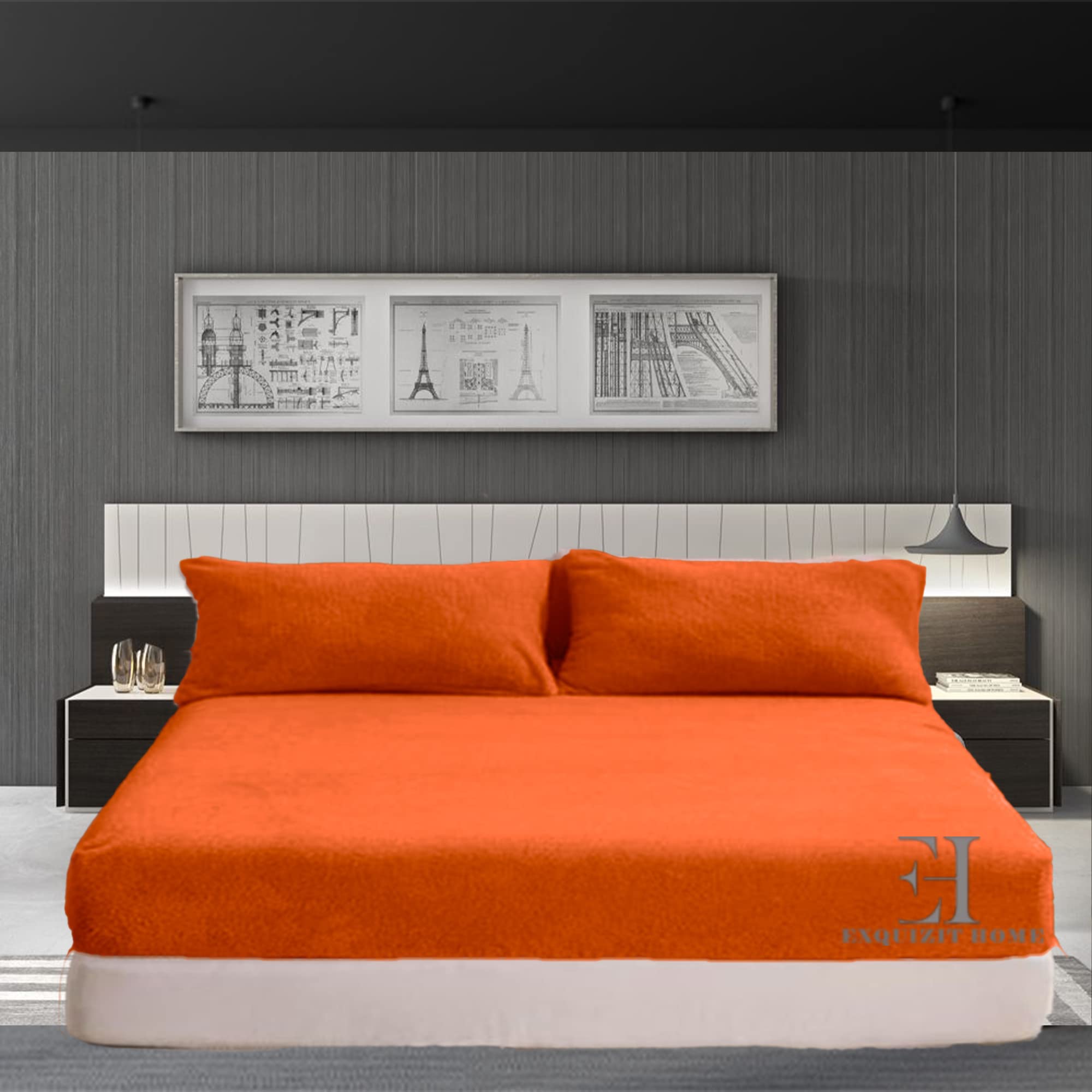 EXQUIZIT HOME® Teddy Fleece Extra Deep Fitted Sheet 30cm – Super Soft Teddy Bear Thermal Fitted Bed Sheet – Warm Cosy Winter Mattress Sheet (Tangerine King – 150cm x 200cm)