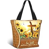 Moduyok Christian Bible Tote Bags for Women Bible Church Bags Religious Reusable Grocery Bag