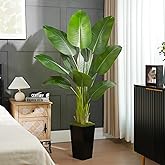 Lifelike Bird of Paradise Artificial Plant 6ft Faux Banana Leaf Tree with Black Tall Planter for Home Decor - Perfect Indoor Silk Floor Plant for Living Room, Office, and Bedroom Ambiance Enhancement