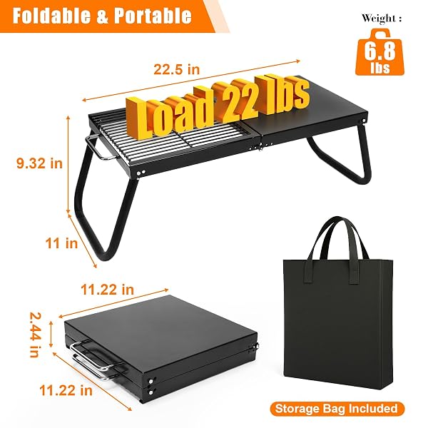 GRILL FORCE FOLDING CAMPFIRE GRILL,ENAMELED COATING GRATE, HEAVY DUTY CAMP GRILL GRATE, PORTABLE CAMPING GRATES OVER FIRE PIT, CAMPFIRE GRILL COOKING EQUIPMENT WITH CARRYING BAG FOR OUTDOOR COOKING