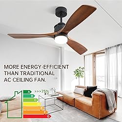 60" Wood Ceiling Fan,Walnut,with Light,Remote