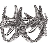 Alilang Womens Shiny Textured Starfish Stretch Bangle Cuff Statement Bracelet