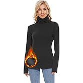 H HIAMIGOS Womens Turtleneck Long Sleeve Top Fleece Lined Sweatshirt Lightweight Ultra Soft Base Layer
