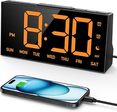 GOLOZA Digital Alarm Clock with 4 Brightness Levels Dual Alarms USB Port 12/24H
