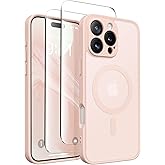 CAPRARO Magnetic Compatible with iPhone 16 Pro Case, Upgraded [Full Camera Protection] [Compatible with MagSafe] Protective Translucent Matte Women Girl Phone Case Cover, Cherry Pink