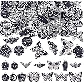 HOBBIESAY 56Pcs 14 Styles Alloy Gothic Charms Black Halloween Charms Butterfly Star Moon Sun Cross Pendants for Bracelet Necklace Earring Jewelry Making Hole: 1.8-2mm