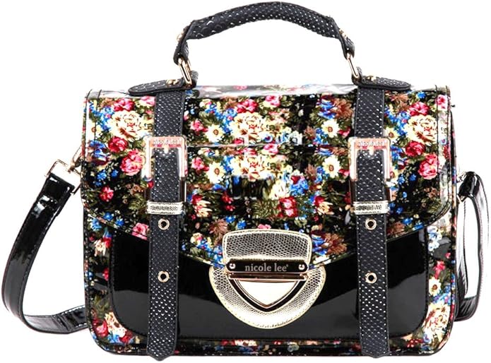 Nicole Lee Handbag Florence Floral Brief F3166 Black Handbags