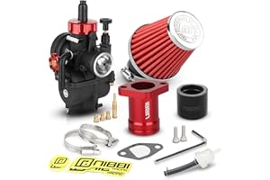 NIBBI PE24mm Carburetor Kit for Predator 212,Upgrade for Coleman Predator 196cc 212cc 224cc Engine Performance Parts with Intake Manifold 48mm Air Filter(Red)