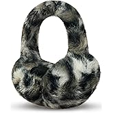 Buauty Womens Leopard Ear Muffs, Soft Winter Ear Covers Foldable Fluffy Ears Headband Warmers for Cold Weather