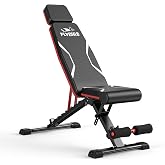 FLYBIRD Adjustable Weight Bench, Full Body Workout Bench for Home Gym-XL | Extended Headrest Fits Users Up to 6'5", 8 Backrest, 4 Seat and 3 Leg Positions, Foldable to Save Space, Fast Adjustment