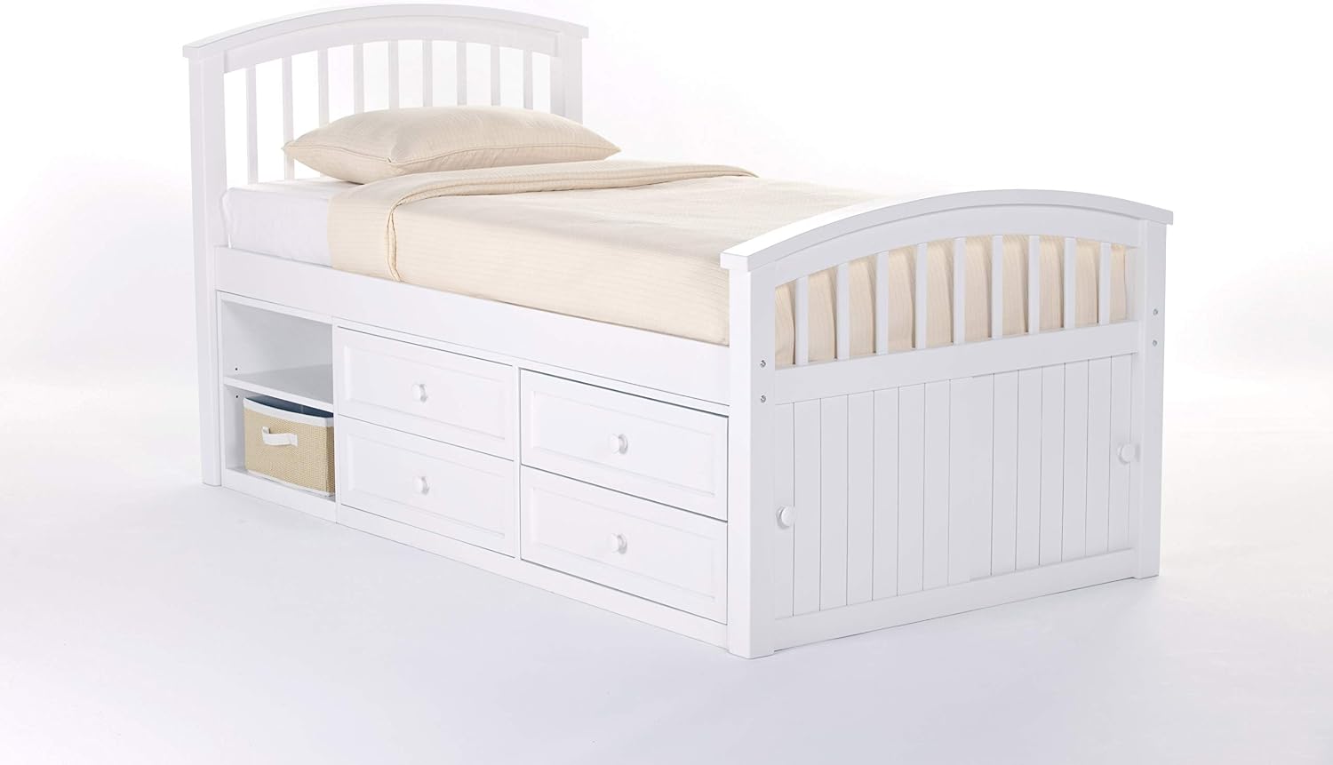 Amazon Com Hillsdale Furniture Hillsdale Kids And Teen School House Storage Twin Captain Bed White Kitchen Dining