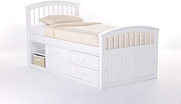 captains bed twin white