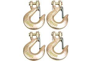 TBAPFS 4 Pack 3/8" Inch Clevis Grab Hooks G70 Steel Chain Slip Hook with Safety Latch 18000 Lbs Capacity Working with Towing and Chain