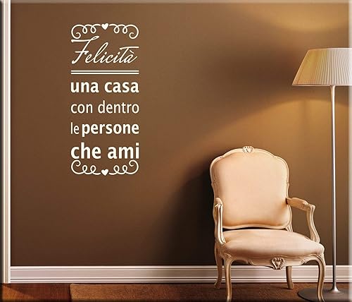 Adesivi Murali Frasi Felicita Aforismi Wall Stickers Per La Casa Decorazioni Murali Per Arredare Adesivi Da Parete Home Felicita Una Casa Con Dentro Le Persone Che Ami Amazon It Handmade