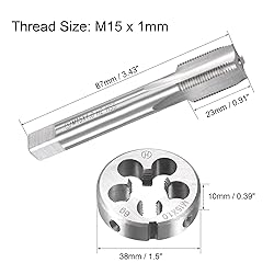 uxcell M15 x 1mm Metric Tap and Die Set, Machine