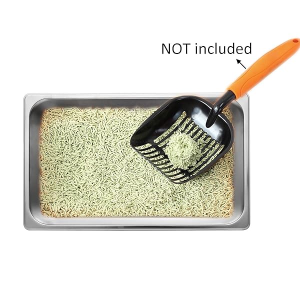 KICHWIT STAINLESS STEEL CAT LITTER BOX, METAL LITTER PAN FOR CAT, NON STICK SMOOTH SURFACE, 21.1″ L X 13.1″ W X 6″ H