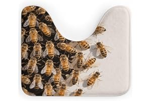 VstaDank Bees Toilet Rugs U-Shaped Absorbent Contour Bathroom Rugs for Toilet Non Slip Toilet Floor Mat Fashion Bath Mat Soft