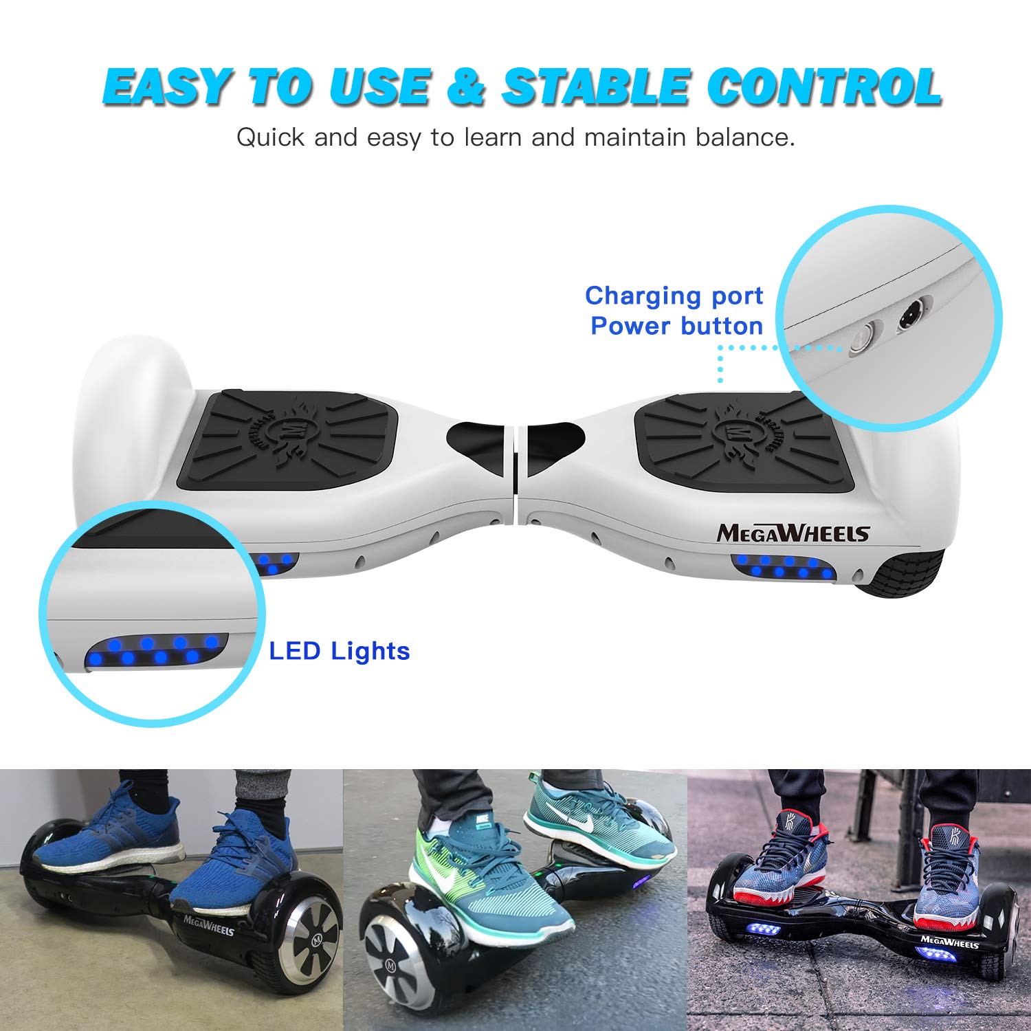 MegaWheels Hoverboard Self Balancing Scooter Hover Board for Kids Adults with UL Certified